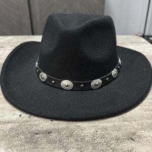 Black Women’s Country Western Cowgirl Hat with silver/black detail. Brand new!